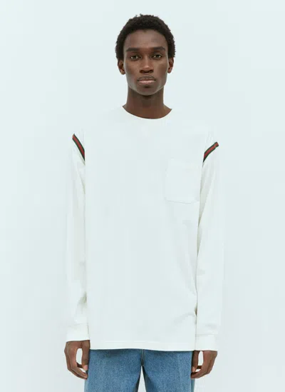 Gucci Web Long Sleeve T-shirt In White