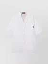 Gucci White Bowling Shirt With Web Detail On The Front And Maxi Web Print With Logo Lettering On The