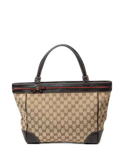 Pre-owned Gucci Web Mayfair Patterned Tote Bag In Neutral