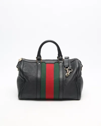 Gucci Web Medium Boston Bag In Black