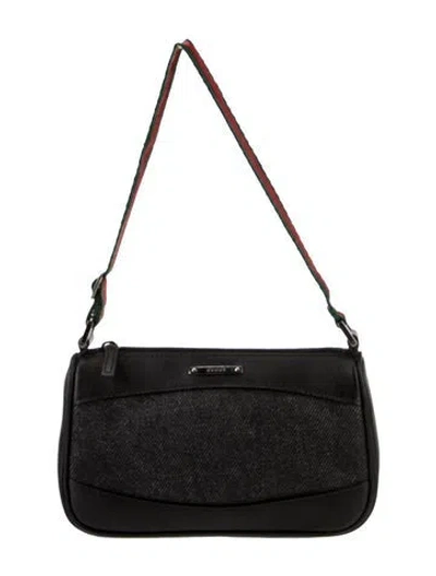 Pre-owned Gucci Web Messenger Bag In Black