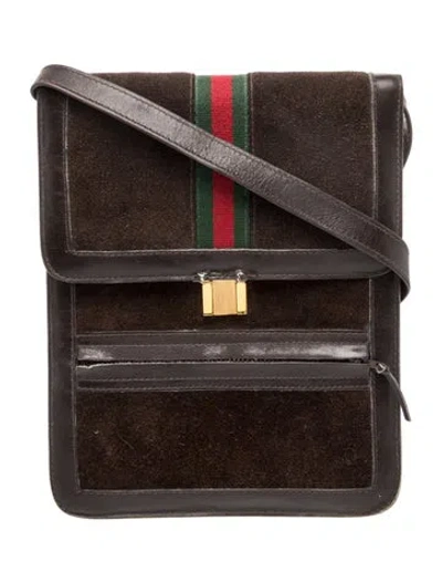 Pre-owned Gucci Web Messenger Bag In Brown