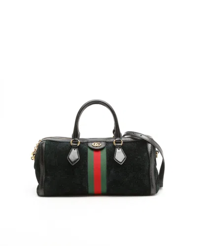 Gucci Web Ophidia Boston Bag In Black