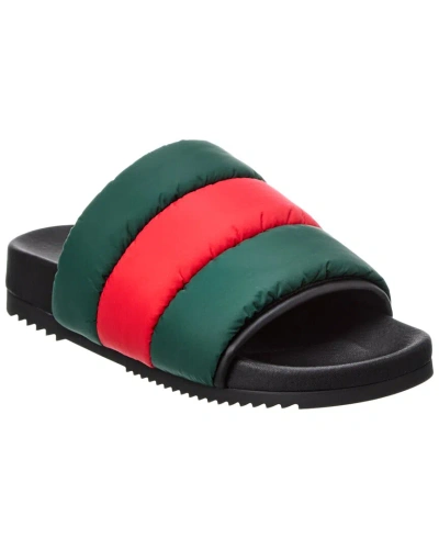 Gucci Web Padded Nylon Slide In Red