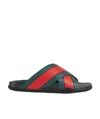 Gucci Web Panelled Slides In Multicolor