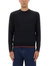 Gucci Textured Knit Sweater Contrast Trim In Blue