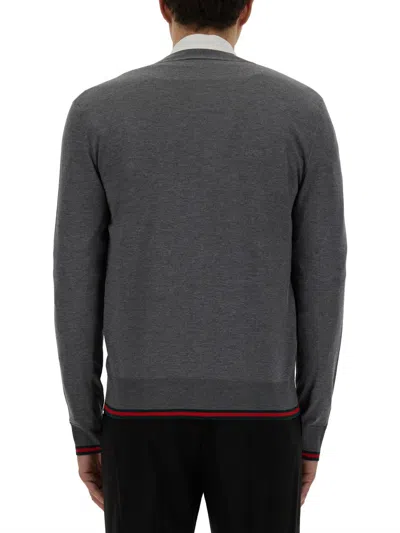 Gucci Web Pattern Wool Cardigan In Blue