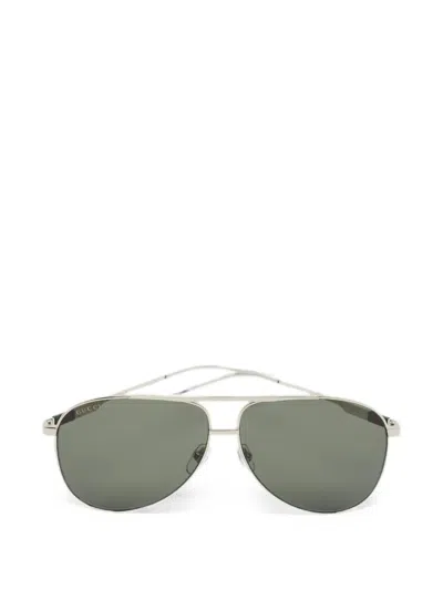 Pre-owned Gucci Web Pilot-frame Sunglasses In Silver