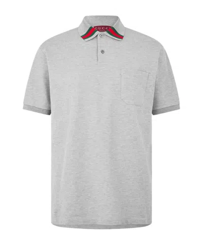 Gucci Web Polo Sn62 In Gray