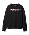 Gucci Print Felted Cotton Jersey Sweatshirt In Black