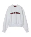 Gucci White Crewneck Sweatshirt With Logo Print And Web Detail In Cotton Woman In White