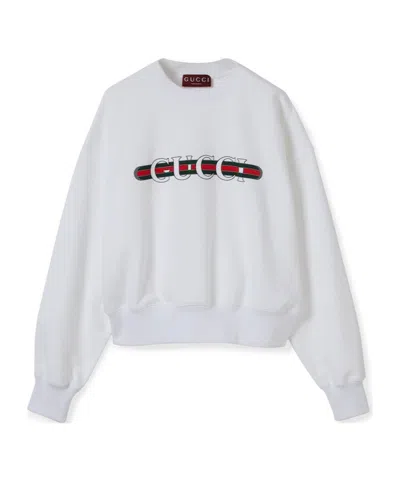 GUCCI GUCCI LOGO PRINTED JERSEY SWEATSHIRT