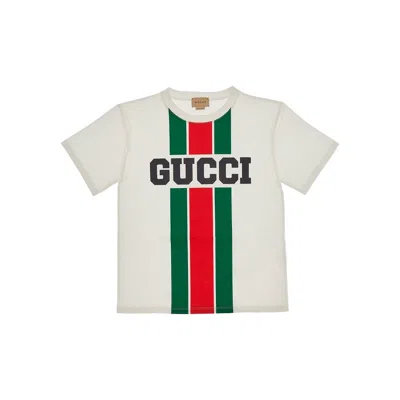 Gucci ' Web' Print T-shirt Kids In White