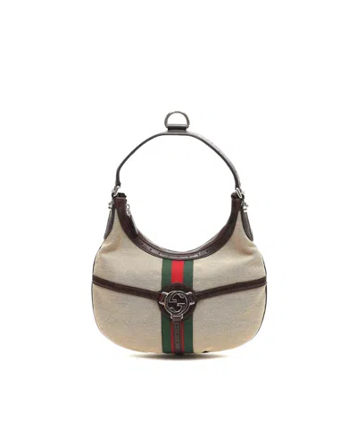 Gucci Web Reins Hobo Bag In Beige