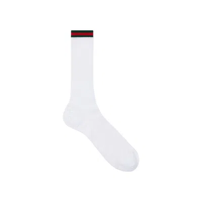 Pre-owned Gucci Web Rib Socks 'white' | Men's Size S