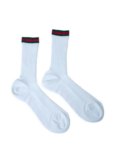 Gucci Web Ribbed Socks In Blue