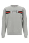 Gucci Men Grey Crewneck Sweatshirt With Logo Detail On The Front In Cotton Man In Gray