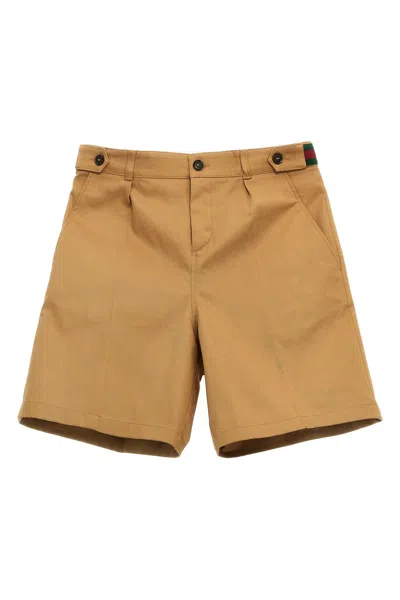 Gucci Web Ribbon Bermuda Shorts In Brown