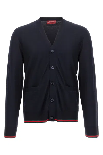 Gucci Web Ribbon Cardigan In Blue