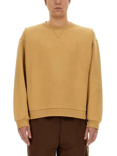 Gucci Web Ribbon Cotton Sweatshirt In Brown