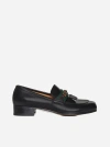 GUCCI WEB RIBBON LEATHER LOAFERS