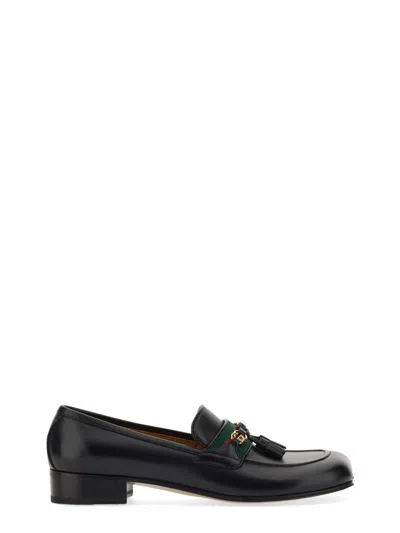 Gucci Web Ribbon Loafer In Black