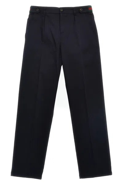 Gucci Kids'  Web Ribbon Pants In Blue