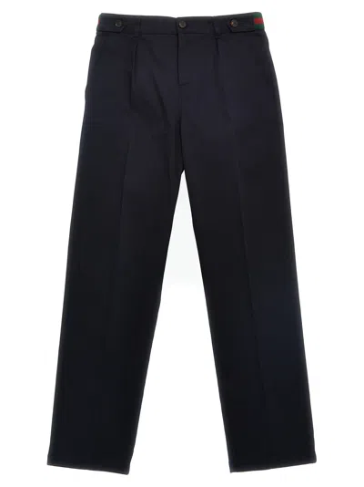 Gucci Kids' Web Ribbon Pants In Blue