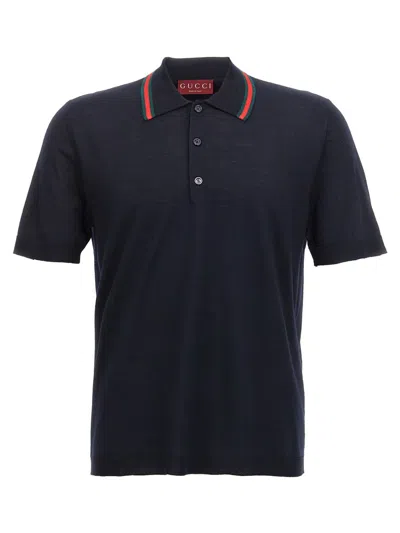 GUCCI GUCCI WEB RIBBON POLO SHIRT