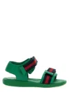 Gucci Web Ribbon Sandals In Green