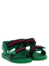 Gucci Web Ribbon Sandals In Green