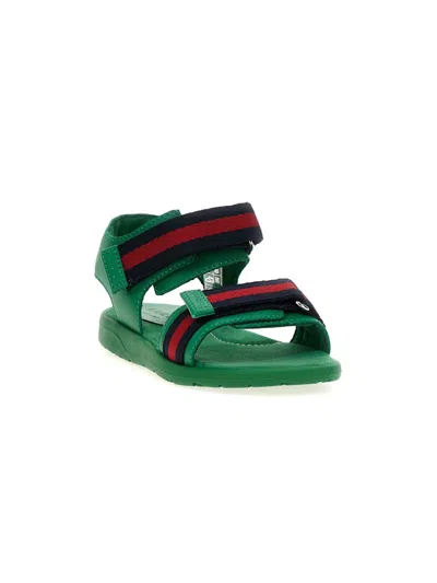 GUCCI WEB LEATHER SANDALS