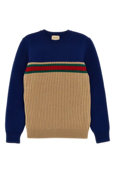 Gucci Web Ribbon Sweater In Blue