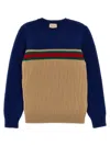 Gucci Wool Sweater With Web In Multicolor