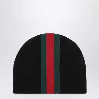 Gucci Web Ribbon Wool Hat In Black