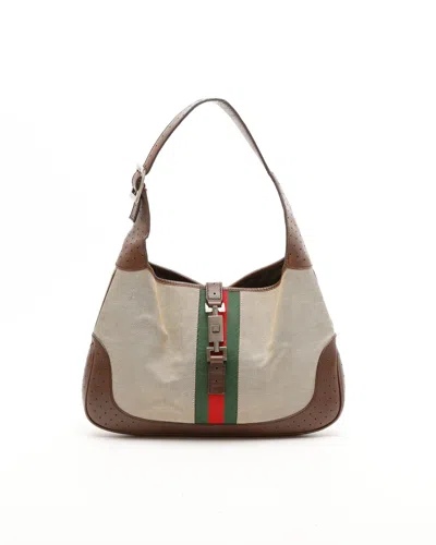 Gucci Web Shoulder Bag In Brown