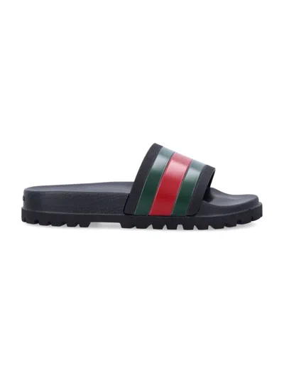 Gucci Pantoletten Mit Webdetail In Black