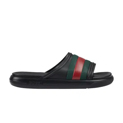 Pre-owned Gucci Web Slide Sandal 'black Green Red' | Men's Size 8