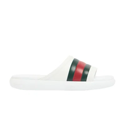 Pre-owned Gucci Web Slide Sandal 'white Green Red' | Men's Size 12