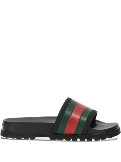 Gucci Web Slides In Black