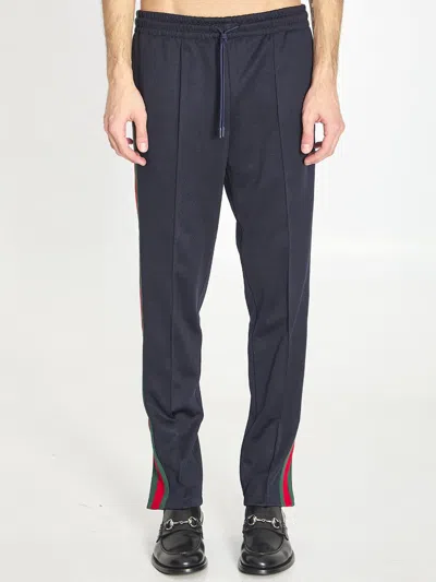 Gucci Side-stripes Pleat Trousers In Blue