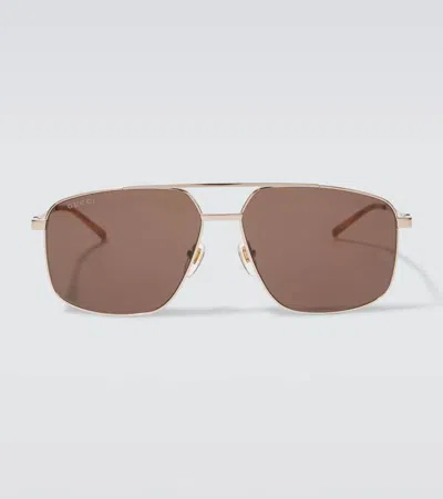 Gucci Web Square Sunglasses In Gold