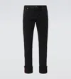 Gucci Men Web Turn-up Slim-fit Jeans In Grey