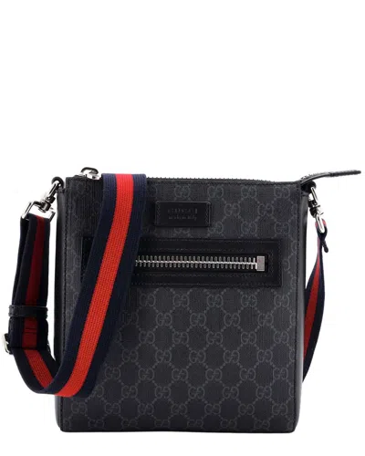 Pre-owned Gucci Web Strap Front Zip Messenger Bag Gg Coated Small (authentic Pre-loved)