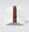 Gucci Web Stripe Baseball Cap In Gray