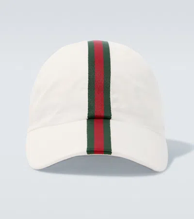 Gucci Web Stripe Baseball Cap In White