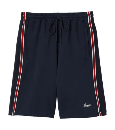 Gucci Web Stripe Basketball Shorts In Blue