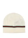 Gucci Web-stripe Beanie In White