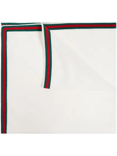 Gucci Web Stripe Blanket In White