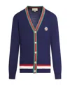 Gucci Web-stripe Button-up Cardigan In Blue